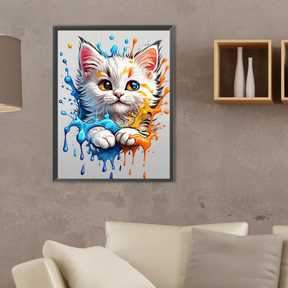 Colorful Ink Cat - Full Square Drill Diamond Painting 30*40CM