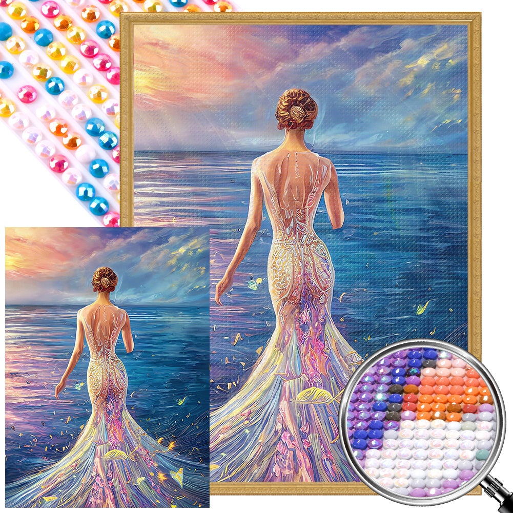 Princess In Seaside Fishtail Skirt - Full AB Round Drill Diamond Painting 40*55CM