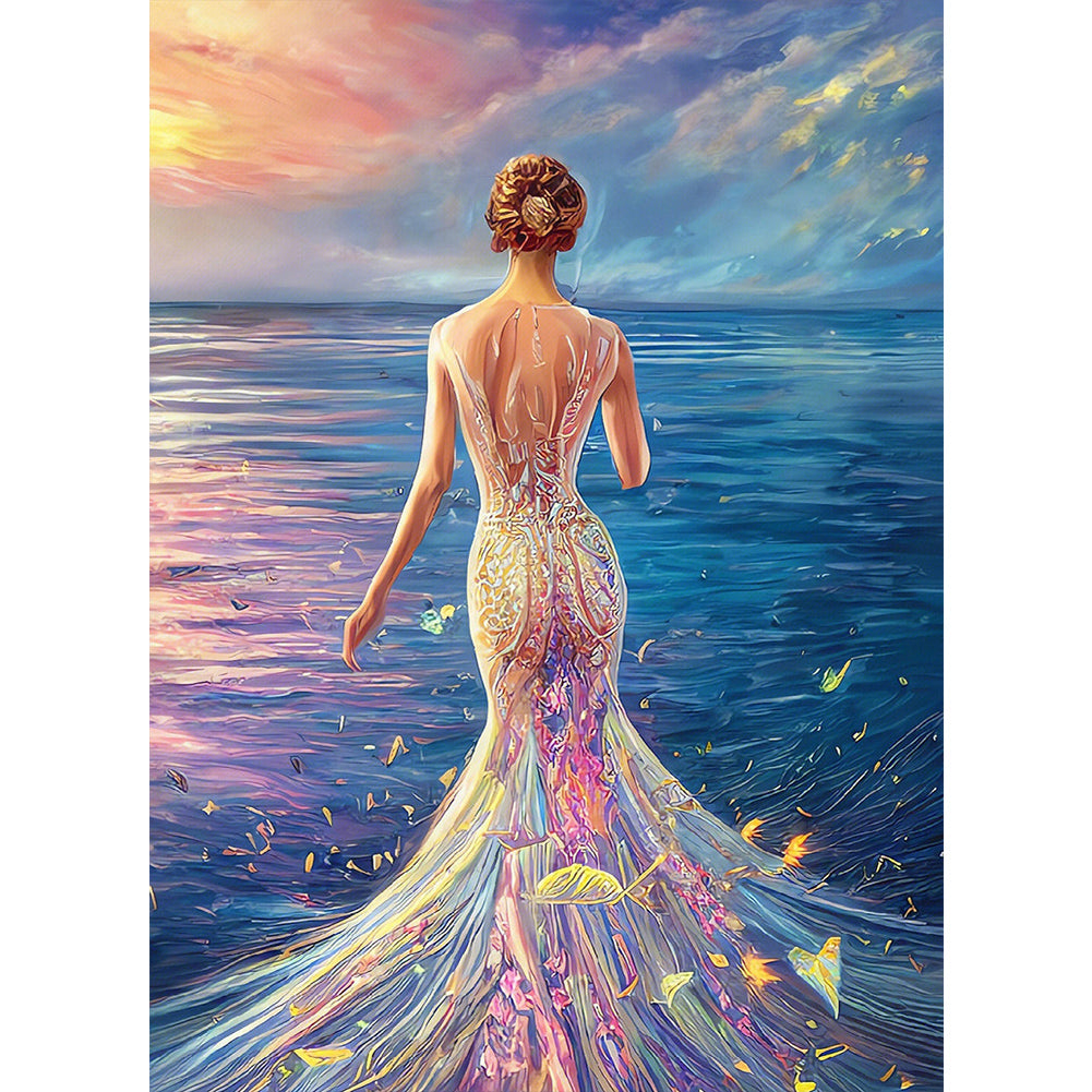 Princess In Seaside Fishtail Skirt - Full AB Round Drill Diamond Painting 40*55CM