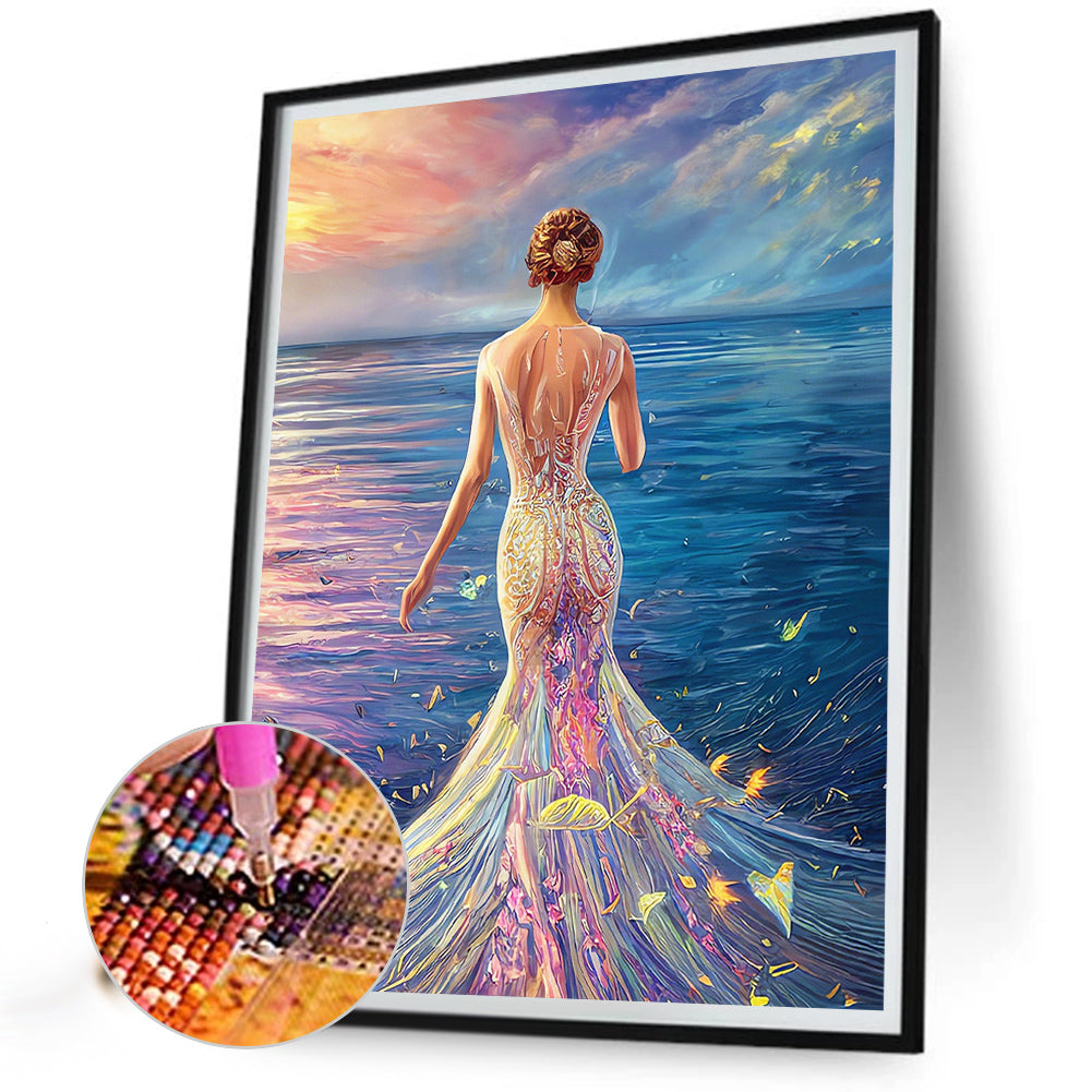 Princess In Seaside Fishtail Skirt - Full AB Round Drill Diamond Painting 40*55CM