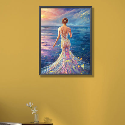 Princess In Seaside Fishtail Skirt - Full AB Round Drill Diamond Painting 40*55CM