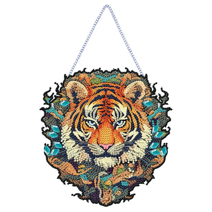 Acrylic Tiger Single-Sided Round Diamond Painting Hanging Pendant (20x20cm)