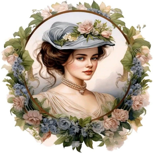 French Elegant Lady - Full Round Drill Diamond Painting 30*30CM