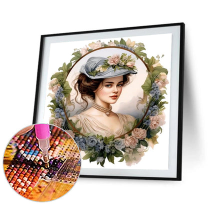 French Elegant Lady - Full Round Drill Diamond Painting 30*30CM