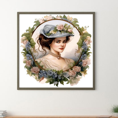 French Elegant Lady - Full Round Drill Diamond Painting 30*30CM