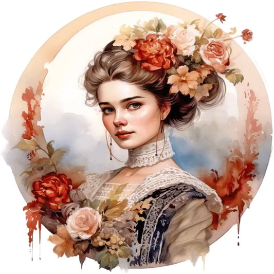 French Elegant Lady - Full Round Drill Diamond Painting 30*30CM
