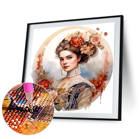 French Elegant Lady - Full Round Drill Diamond Painting 30*30CM