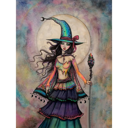 Witch Under The Moon - Full Round Drill Diamond Painting 30*40CM