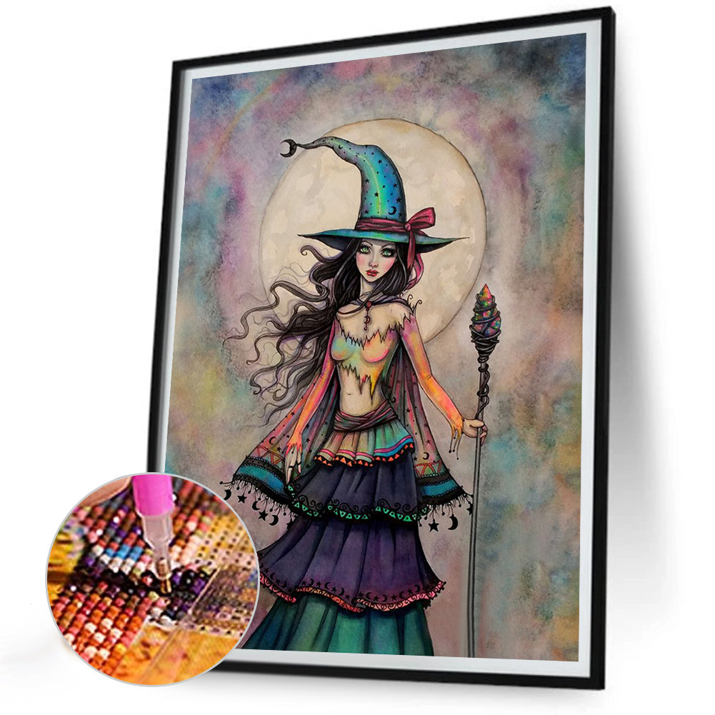 Witch Under The Moon - Full Round Drill Diamond Painting 30*40CM