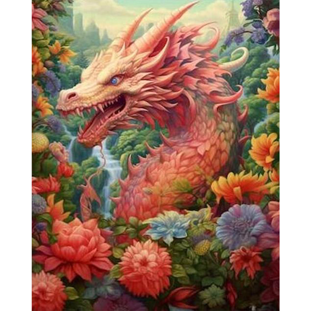 Flower Dragon - 11CT Stamped Cross Stitch 50*60CM