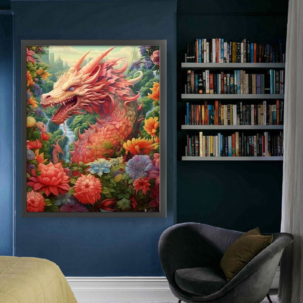 Flower Dragon - 11CT Stamped Cross Stitch 50*60CM