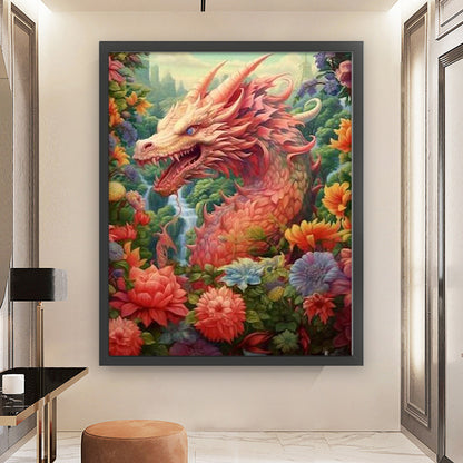 Flower Dragon - 11CT Stamped Cross Stitch 50*60CM