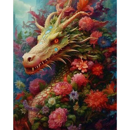 Flower Dragon - 11CT Stamped Cross Stitch 50*60CM