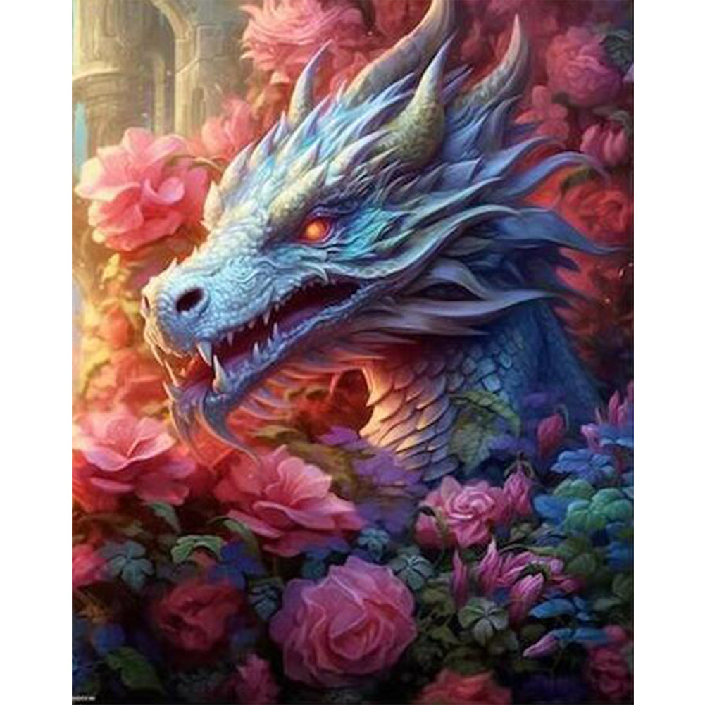 Flower Dragon - 11CT Stamped Cross Stitch 50*60CM