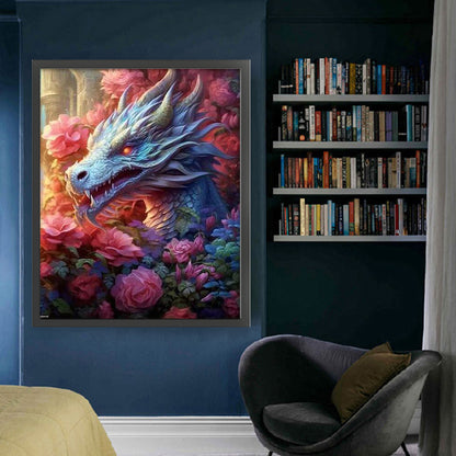 Flower Dragon - 11CT Stamped Cross Stitch 50*60CM