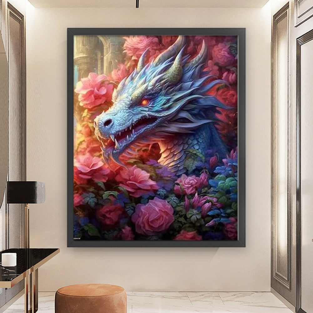 Flower Dragon - 11CT Stamped Cross Stitch 50*60CM