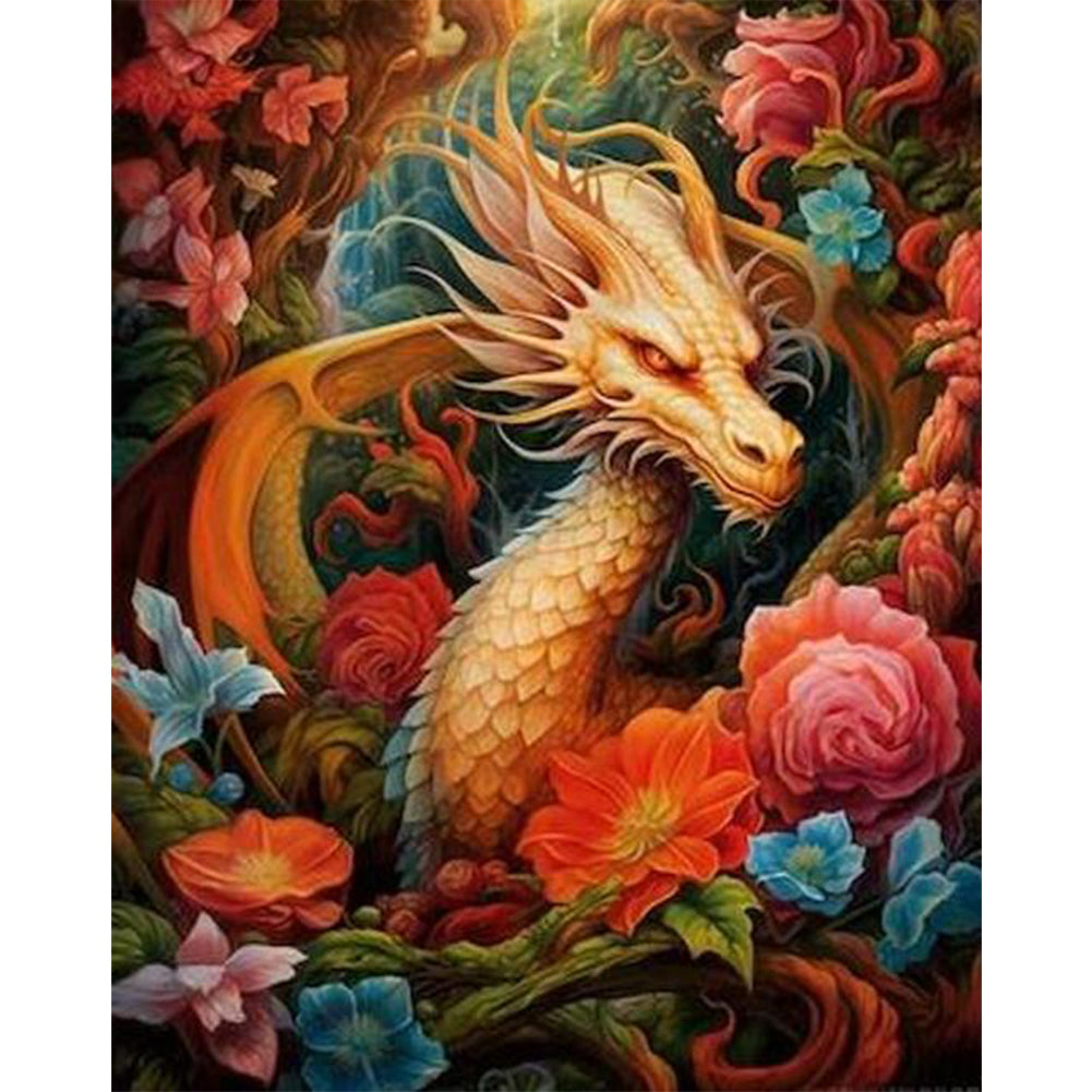 Flower Dragon - 11CT Stamped Cross Stitch 50*60CM