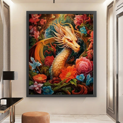 Flower Dragon - 11CT Stamped Cross Stitch 50*60CM