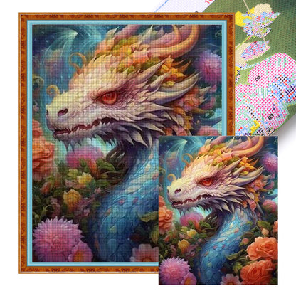 Flower Dragon - 11CT Stamped Cross Stitch 50*60CM