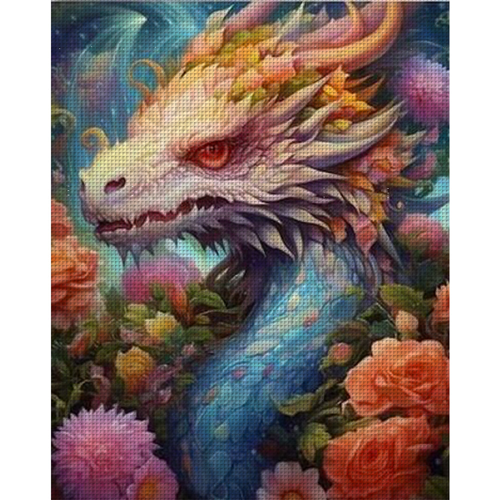 Flower Dragon - 11CT Stamped Cross Stitch 50*60CM