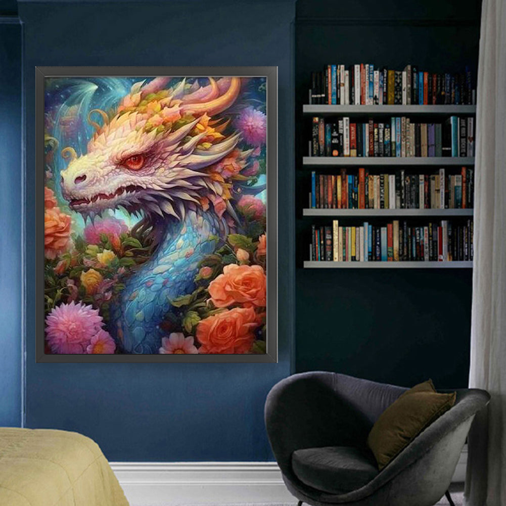 Flower Dragon - 11CT Stamped Cross Stitch 50*60CM