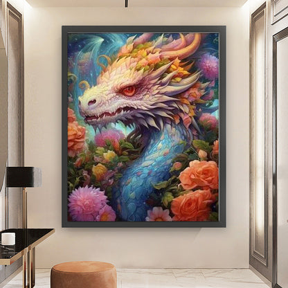 Flower Dragon - 11CT Stamped Cross Stitch 50*60CM