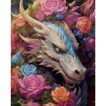 Flower Dragon - 11CT Stamped Cross Stitch 50*60CM