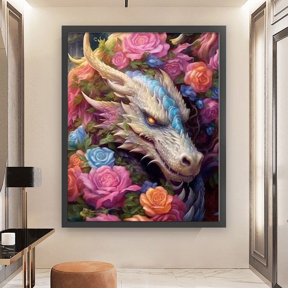 Flower Dragon - 11CT Stamped Cross Stitch 50*60CM