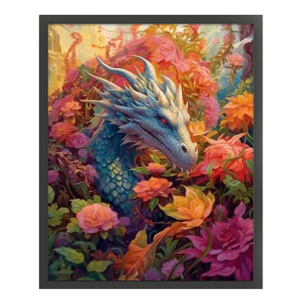 Flower Dragon - 11CT Stamped Cross Stitch 50*60CM