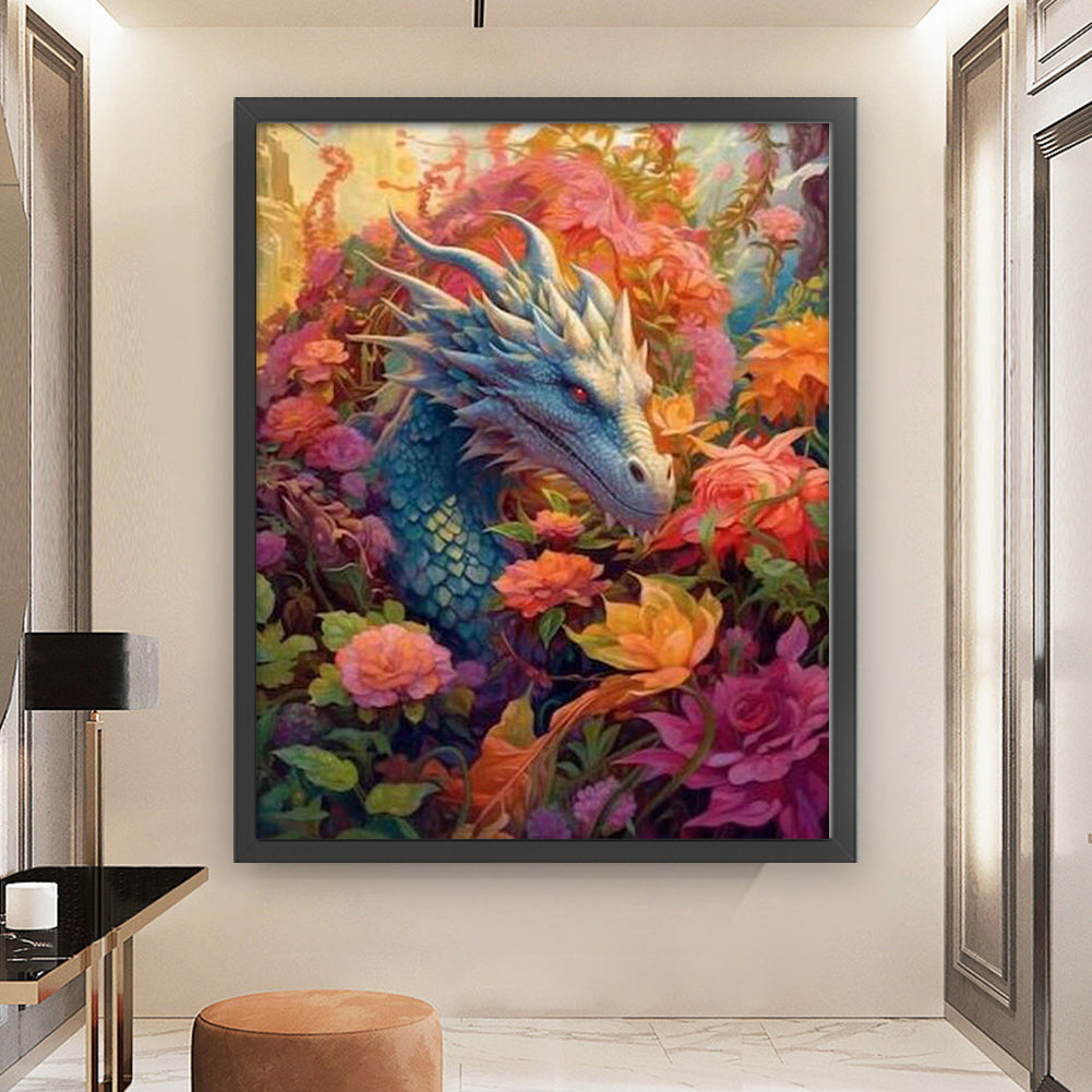 Flower Dragon - 11CT Stamped Cross Stitch 50*60CM