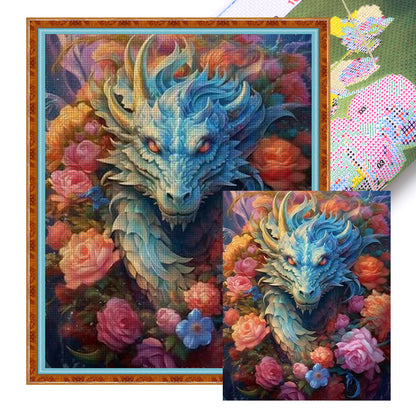 Flower Dragon - 11CT Stamped Cross Stitch 50*60CM