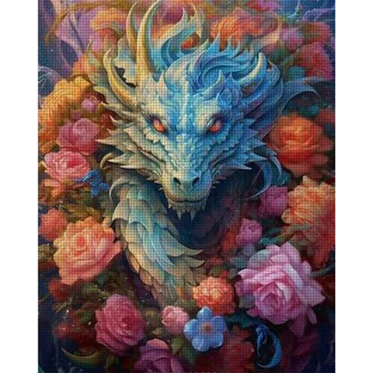 Flower Dragon - 11CT Stamped Cross Stitch 50*60CM