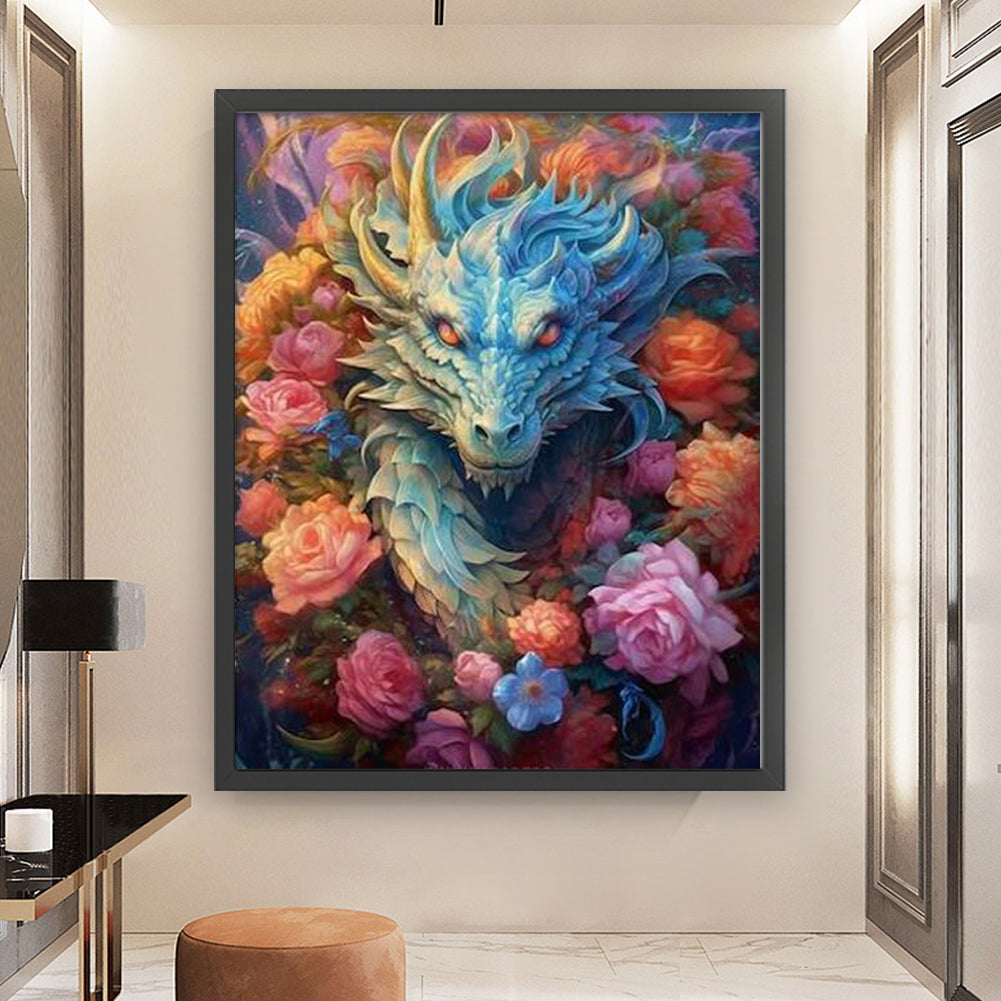 Flower Dragon - 11CT Stamped Cross Stitch 50*60CM