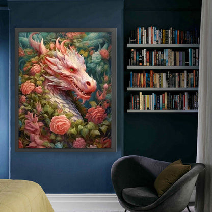 Flower Dragon - 11CT Stamped Cross Stitch 50*60CM