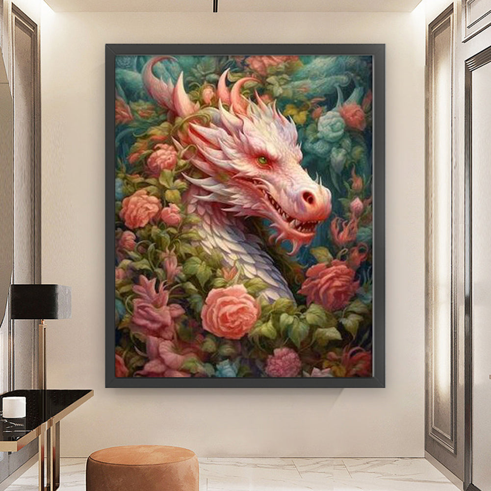 Flower Dragon - 11CT Stamped Cross Stitch 50*60CM