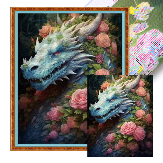 Flower Dragon - 11CT Stamped Cross Stitch 50*60CM