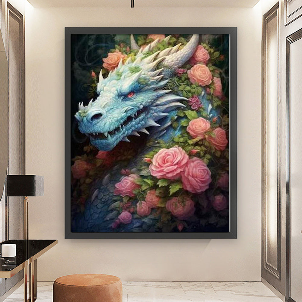 Flower Dragon - 11CT Stamped Cross Stitch 50*60CM