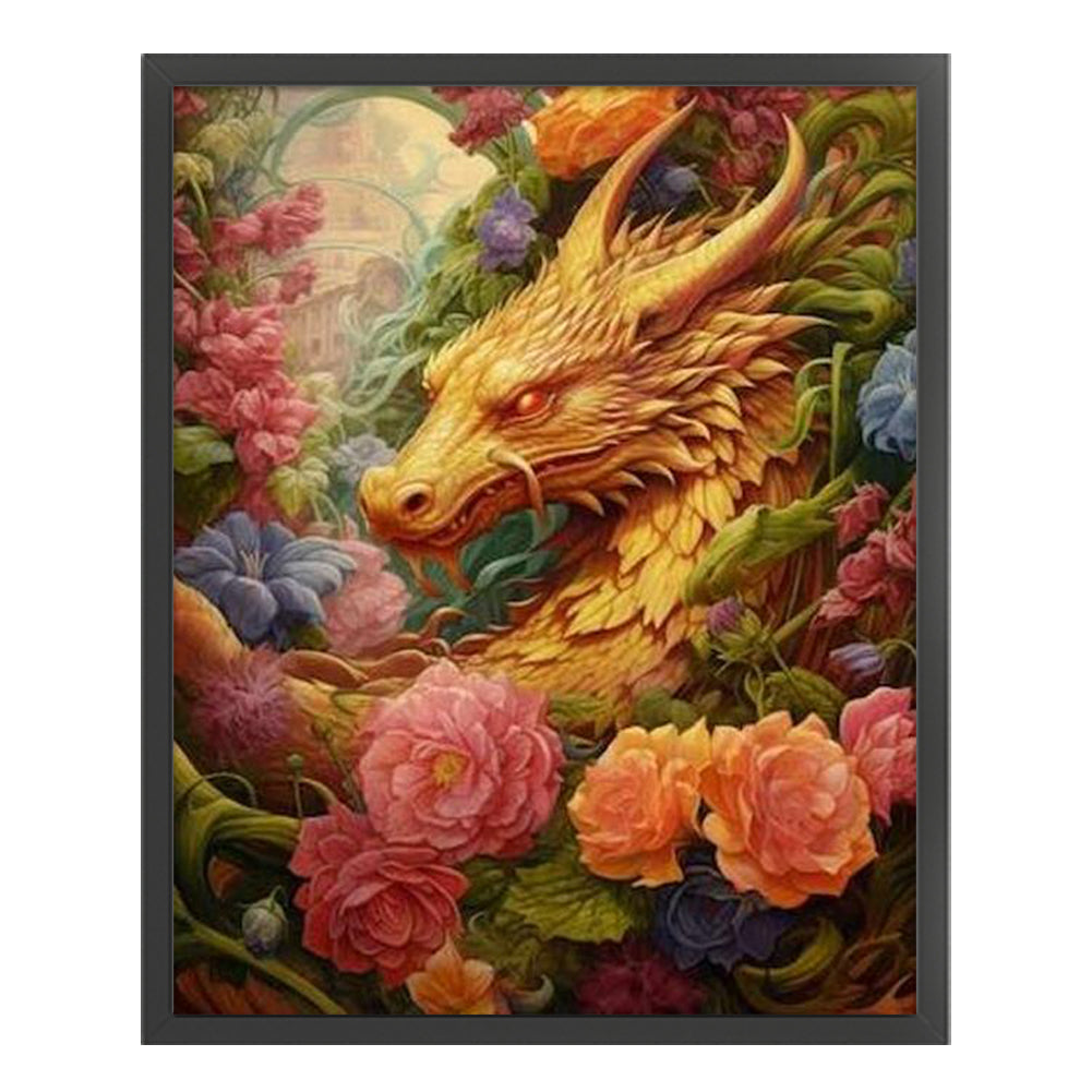 Flower Dragon - 11CT Stamped Cross Stitch 50*60CM