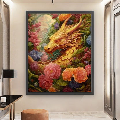 Flower Dragon - 11CT Stamped Cross Stitch 50*60CM