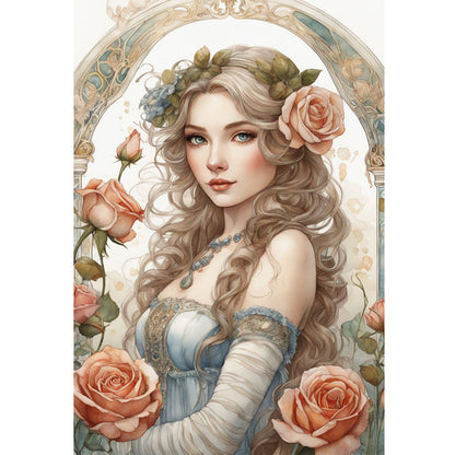 Rose Girl - 11CT Stamped Cross Stitch 40*60CM