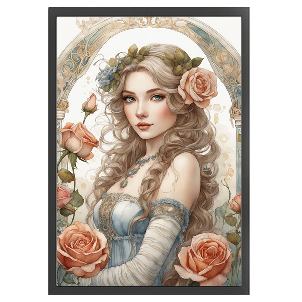 Rose Girl - 11CT Stamped Cross Stitch 40*60CM