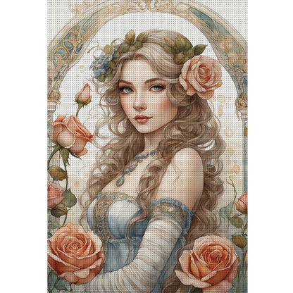 Rose Girl - 11CT Stamped Cross Stitch 40*60CM