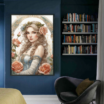 Rose Girl - 11CT Stamped Cross Stitch 40*60CM