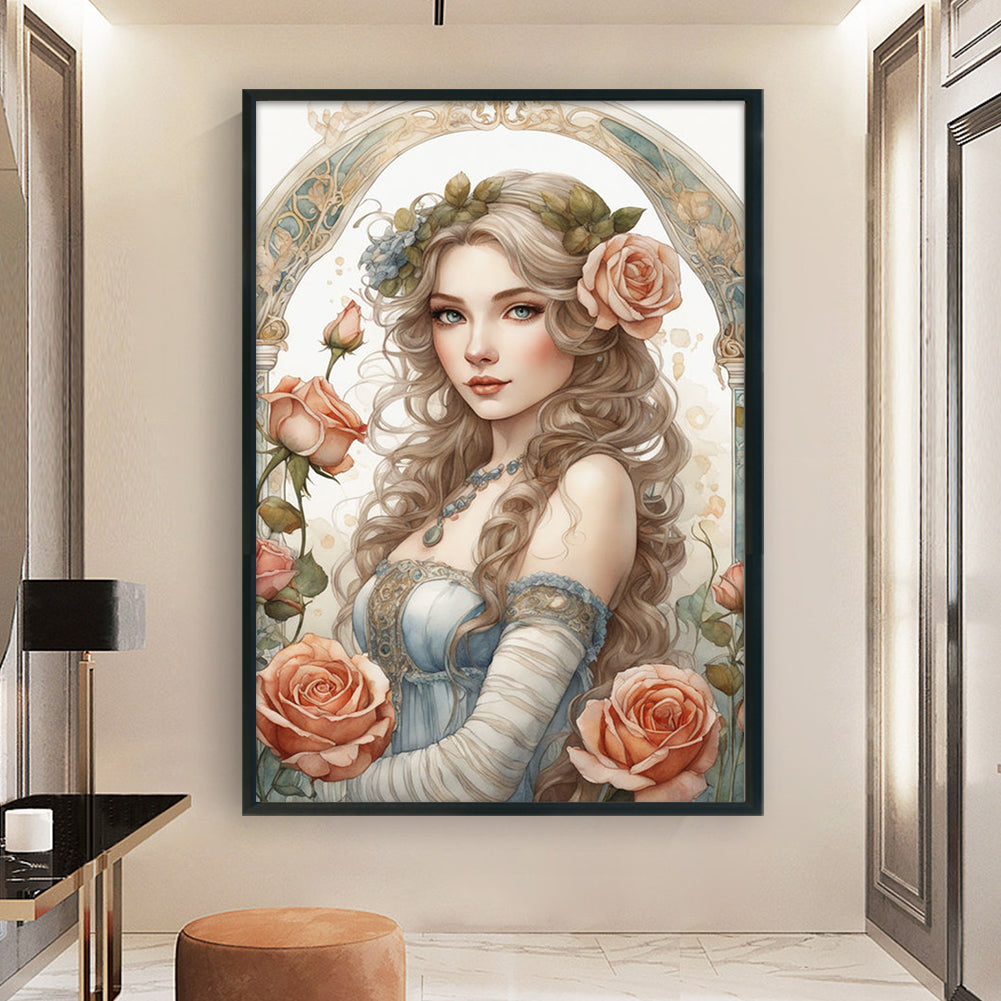 Rose Girl - 11CT Stamped Cross Stitch 40*60CM