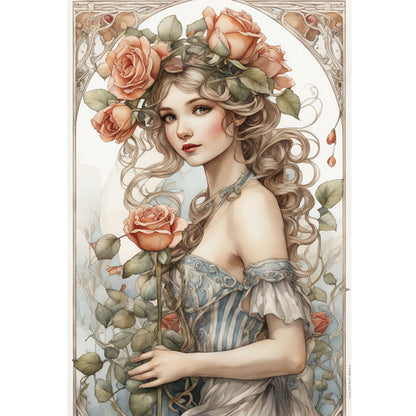 Rose Girl - 11CT Stamped Cross Stitch 40*60CM