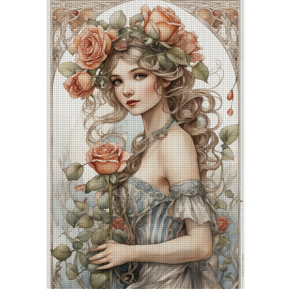 Rose Girl - 11CT Stamped Cross Stitch 40*60CM