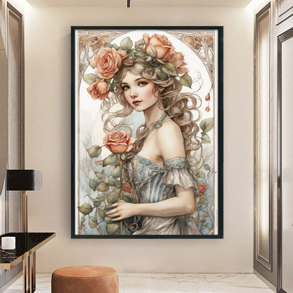 Rose Girl - 11CT Stamped Cross Stitch 40*60CM