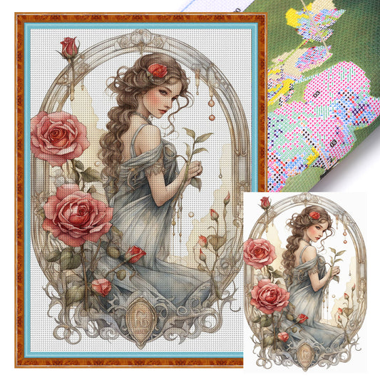 Rose Girl - 11CT Stamped Cross Stitch 40*60CM