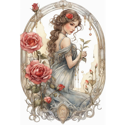 Rose Girl - 11CT Stamped Cross Stitch 40*60CM