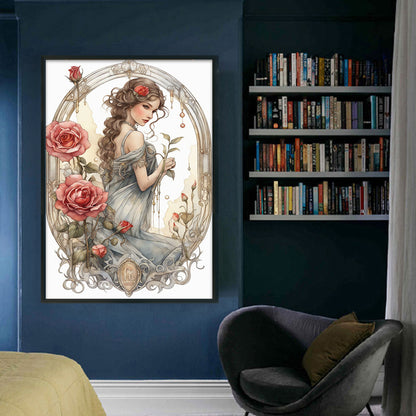 Rose Girl - 11CT Stamped Cross Stitch 40*60CM